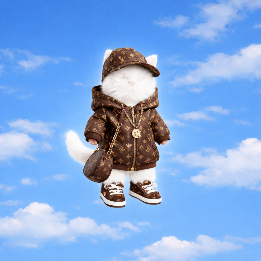 Chi cat in designer drip